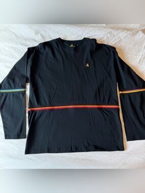 Teddy Fresh Black Long-Sleeve Tee Shirt with Functional Multi- Color Zippers